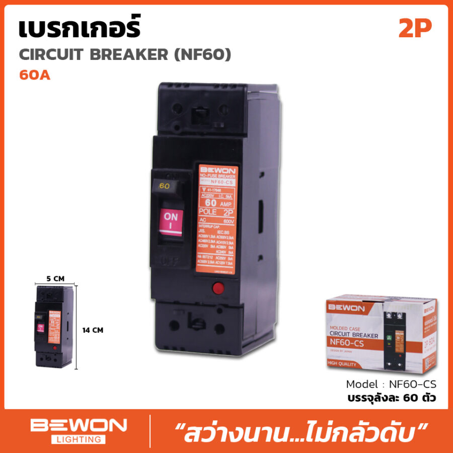 เซอร์กิตเบรกเกอร์เฟรมใหญ่ 2 สาย 60A
