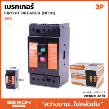 เซอร์กิตเบรกเกอร์เฟรมใหญ่ 3 สาย 60A