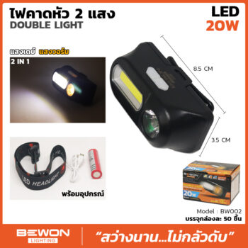 หัวไฟคาดหัว 2 แสง 20W (BW002)