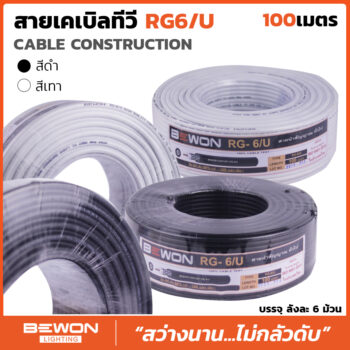 สายเคเบิลทีวี RG-6/U ขนาด 100 เมตร