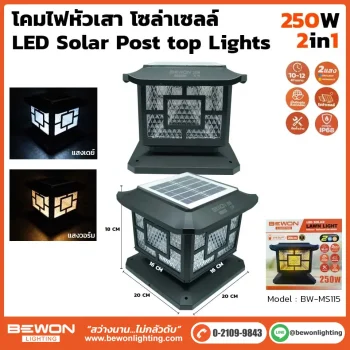 โคมหัวเสาโซล่าเซลล์ 250W 2 แสง