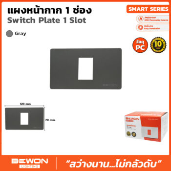 (BW120-1G) แผงหน้ากาก PC 1 ช่อง สีเทา