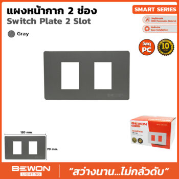 (BW120-2G) แผงหน้ากาก PC 2 ช่อง สีเทา
