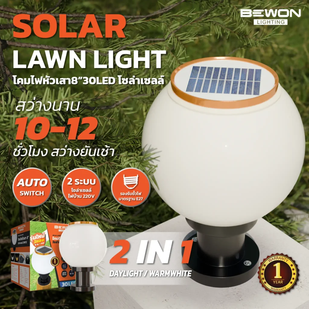 Infographics : โคมหัวเสาโซล่าเซลล์ 30 LED