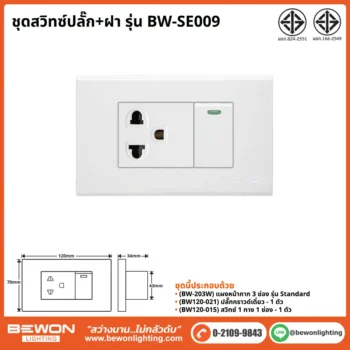 ชุดสวิทซ์ปลั๊ก+ฝา BEWON LIGHTING