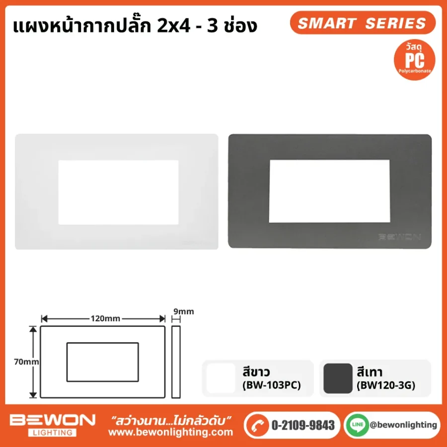 แผงหน้ากาก 2x4 - 3 ช่อง PC
