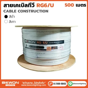 สายเคเบิลทีวี RG6U 500 เมตร