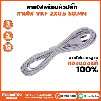 สายไฟพร้อมหัวปลั๊ก VKF 2x0.5
