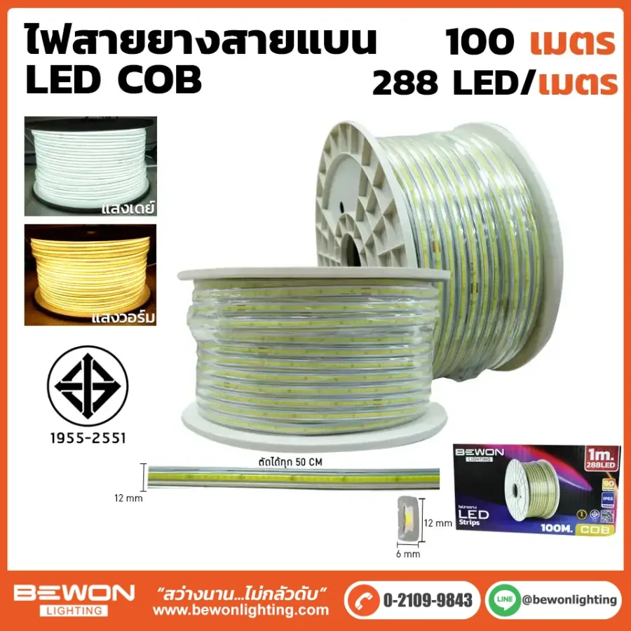 ไฟสายยางท่อแบน COB 100 เมตร