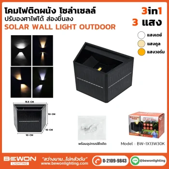 โคมไฟติดผนัง-โซล่าเซลล์ รุ่น 1x13w