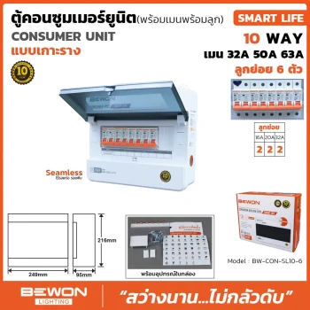 ตู้คอนซูมเมอร์ยูนิต เกาะราง SMART LIFE 6 ช่อง